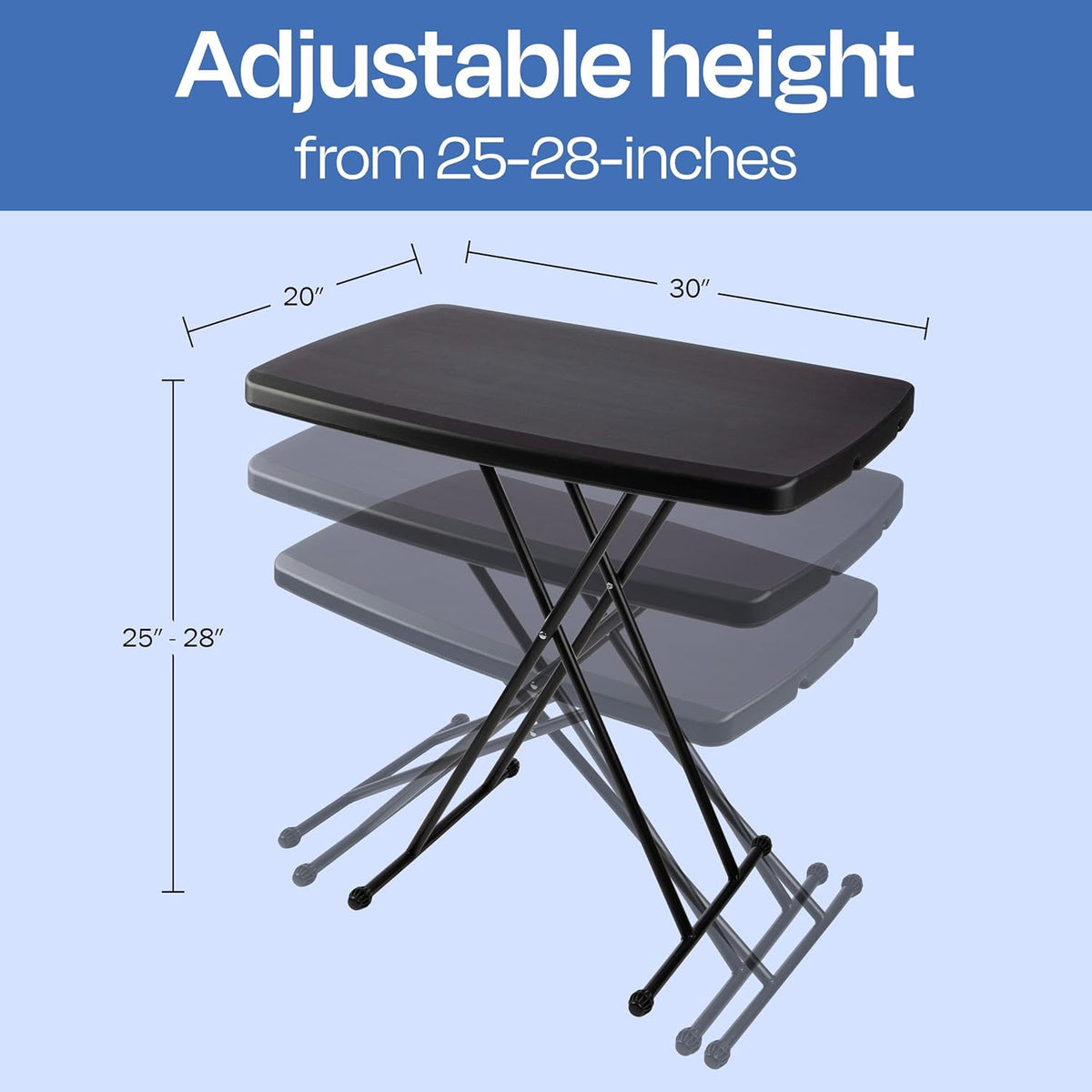 Lavish Home Portable Folding Tables Set of 2-2.5 Foot Indoor/Outdoor Portable Lightweight Small Tables with Adjustable Height - TV Trays Set of 2 for Laptop, Cards, Camping, Crafting, Party (Black)