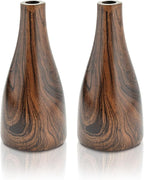 Aeravida Artistic Grain Pattern Natural Mango Tree Wood Flower Set of 2 Vase | Modern Farmhouse Home Décor | Kitchen Bedroom Living Room Home Decoration