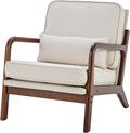 DUMOS Mid Century Modern Accent Chair, 16'' Seat Height Cozy Lounge Chair | Upholstered Armchair with Waist Cushion and Wood Frame for Living Room, Bedroom, Reading Nook, Home Corner, Balcony, Beige