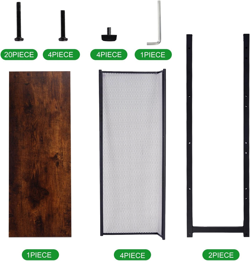 5-Tier Shoe Rack, Tall Industrial Shoe Organizer with Metal Mesh Shelves, Free-Standing Storage Rack for Entryway, Closet, or Bedroom, Rustic Brown and Black