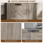 Small Farmhouse File Cabinet with 2 Drawers for Home Office, Rustic Grey | Halitaa Vertical Filing Cabinet Fits Letter and A4 Size, Farmhouse Printer Stand, Under Desk Wooden File Cabinet