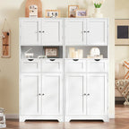 TEENFON 57.8" H Tall Bathroom Storage Cabinet with 4 Doors & 2 Adjustable Shelves, Freestanding Bathroom Cabinet with 2 Drawers, Kitchen Cabinets & Pantry, Cupboard for Kitchen, Dining Room, White