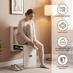 Geelin 1 Pcs Wall Mounted Folding Chair, Modern Entryway Shoe Changing Stool, 330lbs Capacity, Extra-Wide Seat, Invisible Folding Chair for Hallway, Hidden Shoe Bench Fits Most Homes, Tea White
