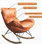 Single Rocking Chair with footrest, Made of Easy-Care Technical Fabric, ergonomically Designed for Balcony, Living Room, Bedroom, and Study Blue