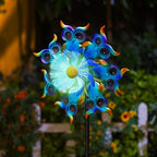 Solar Owls Wind Spinners for Yard and Garden,51 Inch Solar Windmill Seven Color LED Light Whirligig Kinetic Spinner to Scare Birds Decor for Lawn, Patio,Owl Gift Metal Wind Outdoor Sculpture