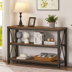 BON AUGURE 47” Narrow Console Table, 3 Tier Sofa Table Behind Couch, Rustic | Entryway Table with 3 Open Shelves, Industrial Steel Frame Entry Tables for Hallway, Foyer, Living Room, or Behind the Couch