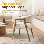 CIMOTA Upholstered Dining Chairs with Arms Set of 2, Mid Century Modern Kitchen & Dining Room Chairs, Comfortable Curved Backrest & Trapezoid Solid Wood Legs, Linen Beige
