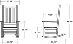 Polywood Vineyard Porch Rocking Chair, HDPE Outdoor Rocker, Patio Furniture, Black, Made in USA