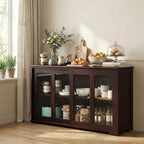 NAFORT Wooden Buffet Cabinet Sideboard with Sliding Doors, Kitchen Storage Console Table, Accent Coffee Bar with Adjustable Shelf for Living Room, Dining Room (Brown, 13" D x 42" W x 24.5" H)