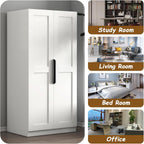 63” Tall Kitchen Pantry Cabinet, Pantry Storage Cabinet with Doors & Shelves, Freestanding Storage Cupboard for Dining Room Living Room, Wooden Structure, Easy Assembly (White)