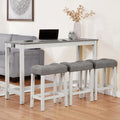 LKTART Bar Table and Chairs Set, 4 Piece Counter Height Bar Table Set with Power Outlet and 3 Upholstered Stools, Industrial Breakfast Table for Living Room, White & Grey