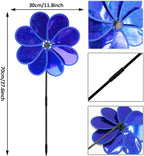 4PCS Flower Wind Spinner Sparkly Lawn Pinwheel 11.8 inch Colorful Rainbow Garden Windmill for Garden, Party, Outdoor, Yard Decor