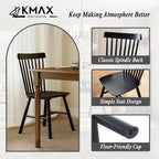 Kmax Dining Chairs Set of 4 Vintage Kitchen Chairs Windsor Chairs with Solid Wood Legs Farmhouse Country Style, Black