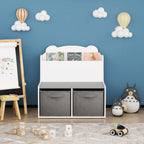 Kids Bookshelf with Chalkboard Side, Bear-Shaped Wooden 3-Tier | Bear-shaped wooden bookcase with 3-tier open shelves and a chalkboard side for drawing; sturdy, kid-safe rounded corners