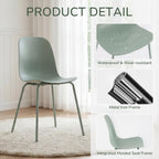LSSBOUGHT Modern Dining Chairs Set of 4, Mid-Century Plastic Kitchen Chairs with Metal Legs, Comfortable Armless Side Chairs for Dining Room, Kitchen, Living Room & Small Spaces (Green)