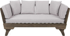 Christopher Knight Home Gary Patio Convertible Couch, Wooden Outdoor Daybed, 3-Seater Acacia Wood Patio Furniture Lounge Sofa for Backyard/Poolside/Garden, Back Pillow+Removable Cushion, Grey