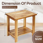 Adirondack Side Table – Weather-Resistant Rectangular End Table for Patio, Garden, Lawn, or Living Room | Indoor & Outdoor Wood Side Table, Rustic Style (Natural Teak Wood)