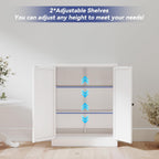 Metal Pantry Cabinet, 35 Inch Tall Kitchen Storage Cabinet, Pantry Cabinet with Doors and 2 Adjustable Shelves, Food Pantry Storage Cabinet for Kitchen, White