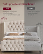VASAGLE King Platform Bed Frame, Upholstered, Wooden Slats