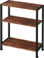 3-Tier Side Table, Small End Table, Sofa Side Table for Narrow Spaces, Slim End Table, Nightstand Table, for Living Room Bedroom Office, Rustic Brown