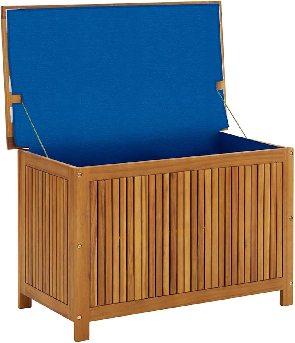 Gecheer Garden Storage Box, Solid Acacia Wood Outdoor Storage Bench 90x50x58 cm with Water Resistant Bag for Patio and Indoor Organization