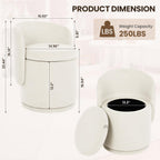 MALOL Ottoman with Storage, Swivel Vanity Stool with Back | 13GAL Velvet Makeup Stool with Reversible Lid, Multi-Functional Makeup Footstool for Bedroom, Beige