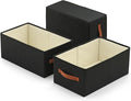 linen closet organizers and storage, 3 Pack Large Storage Baskets, Washable, Clothing Storage Bins with Handle, Closet Organizer for Storage Sweater,Sheets (Black, 18½"x11"x8½")