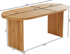 GDFStudio 55.12"-70.87" Farmhouse Extendable Oval Dining Table for 4-6, Modern Solid Wood Kitchen & Dining Table with Removable Leaf Mid-Century Modern Round Dining Tables Space Saving, Natural Walnut