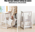 3 Tier Folding Step Stool,Wood Ladder,Folding Library Ladder Chair,Portable Multifunctional Step Stool for Home, Office,Library (White)