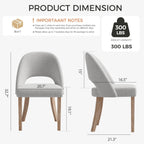 Wooden Dining Chairs Set of 6, Upholstered Modern Chenille Dining Room Chair Kitchen Chairs, Comfy Farmhouse Dinner Chair for Kitchen Dining Room, Grey