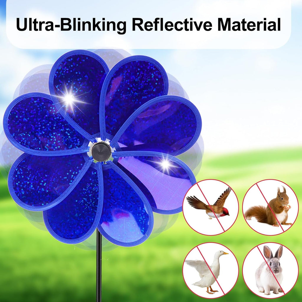 4PCS Flower Wind Spinner Sparkly Lawn Pinwheel 11.8 inch Colorful Rainbow Garden Windmill for Garden, Party, Outdoor, Yard Decor