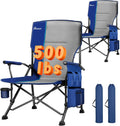 Romswi Oversized Camping Chairs 2 Pack, 500 LBS Heavy Duty Folding Lawn Chairs with Hard Armrests, Wide Seat Outdoor Chairs with Cup Holder & Side Pocket for Camping Beach Sports Backyard