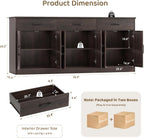 HOSTACK 71"W Farmhouse Kitchen Sideboard Buffet Cabinet with Storage, Brown