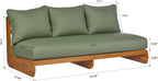 Merax Outdoor Acacia Wood Sofa with All-Weather Cushions, Patio Low 3-Seater Lounge Sofa for Porch, Lawn, Backyard, Balcony, Green+Teak