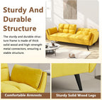 Convertible Folding Sofa Bed Futon,Modern Velvet Sleeper Bed Couches with 4 Adjustable Backrest Armrest,74"Comfy Recliner Sofa Loveseat with Chrome Legs for Living Room Apartment Small Home (Yellow)