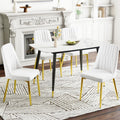 Modern Dining Chairs Set of 4,Upholstered Dining Room Chairs,Kitchen Chairs with Soft Backrest & Gold Metal Legs,Armless Dining Chairs for Kitchen Dining Living Room, White