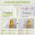 PartyVillage 50ft×15ft Ivory Backdrop Curtain for Wedding Parties, 10 Panels Wrinkle Free 15 FT Long Polyester Photo Backdrop Drapes Back Drop Cloth for Birthday Photography Background