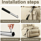1Pcs Metal Recliner Handle Extender, Anti-Slip Foam Grip with Twist Locking Clamp, Universal Recliner Replacement Parts for Most Manual Recliners, Sofa Lounge Chairs(Black)