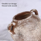 Rustic Farmhouse Ceramic Vase, 6.1" Tall Vintage Pottery Vases, Terracotta Decorative Boho Pampas Flower Vase, Suitable for Home Decor Living Room Entryway Table Bookshelf Mantle Shelf Decor