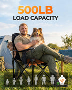 Sportneer Oversized Heavy Duty Camping Chair 500 LBS Capacity, Folding Portable Chair with Padded Seat, Strong Armrests for Easy Standing, Cup Holder & Side Storage Bag, Outdoor Camping Fishing Chair