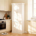 70.8" Tall Farmhouse Kitchen Pantry Cabinet with Doors, Modular Storage Cabinet with 4-Tier Adjustable Shelves, Wooden Hutch for Kitchen or Living Room, White