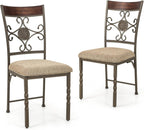 GOFLAME Dining Chairs Set of 2, Upholstered Kitchen Chairs with Padded Seat & Ergonomic Backrest, Farmhouse Armless Side Chairs with Metal Frame for Dining Room, Restaurant, Brown