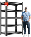 Heavy Duty Storage Shelves 5-Tier Adjustable Garage Shelving Unit, Strong Metal Storage Rack Shelving for Garage, Warehouse, Pantry Organization 16" D x36 W x72 H