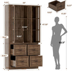 80" Modular Kitchen Pantry Cabinet, 2-in-1 Freestanding Tall Pantry Cabinet with Glass Doors & Adjustable Shelves, Large Hutch Storage Cabinet for Kitchen & Living Room (2, Cracked Oak, AB)
