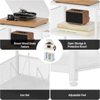 Aduanbang 3 Tier End Table,Record Player Stand with Storage Up to 100 Albums,Turntable Stand for Vinyl,White Records Shelf for Living Room Bedroom