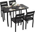 IDEALHOUSE Dining Table Set for 4 Modern Kitchen Table and Chairs Set with Chamfered Edges Cushioned Seats Space-Saving Metal Frame Compact Breakfast Nook (Soft Seat Black Tube + Black)