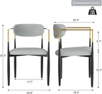 Baysitone Dining Chairs Set of 6 Mid-Century Modern Upholstered Boucle Dining Room Chairs Open Back Curved Backrest Black Metal Legs Gold Armchairs for Kitchen Living Room, Gray(Only Chairs)