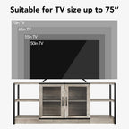 Amyove TV Stand for 65+ Inch TV, Industrial Entertainment Center TV Media Console Table, Farmhouse TV Stand with Storage, Mesh Door and Shelves, Gray TV Console Cabinet Furniture for Living Room