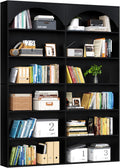 Gyfimoie 70.8’’ Tall Bookshelf and Bookcase, 7-Tier Double Wide Bookcase Modern Large Open Display Shelves with Curved Baffle for Home Office Living Room (Black)