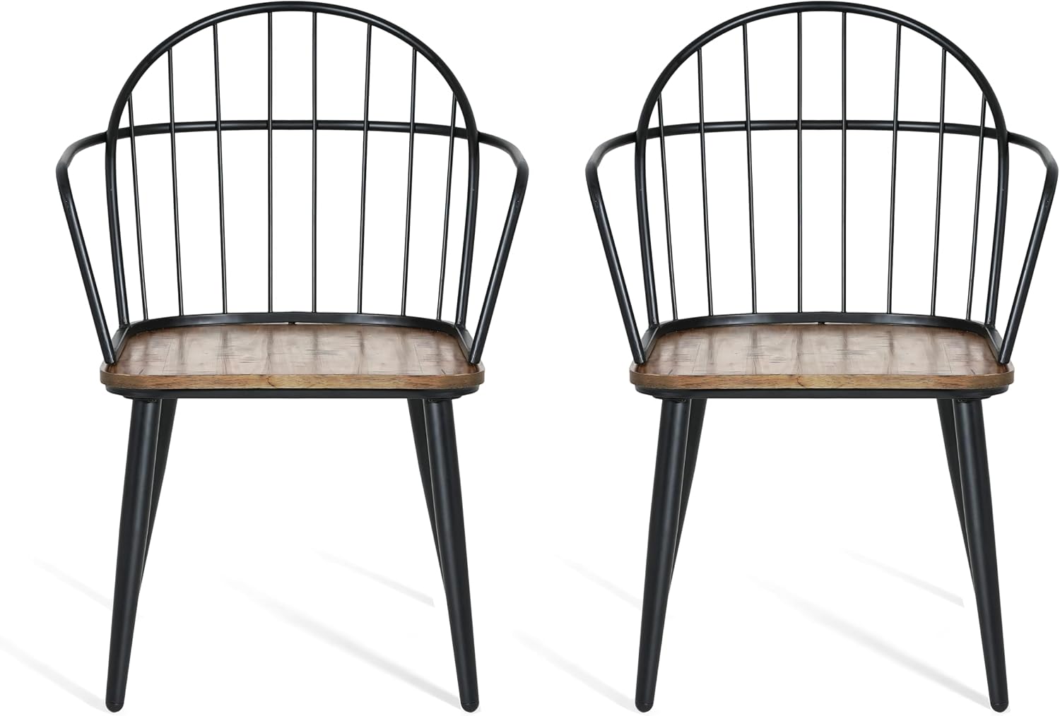 Christopher Knight Home Drats Dining Chairs Set of 2, Accent Dining Chair, Birch Finish Seating Kitchen Chair, Bucket Backrest Metal Frame Armchair, Industrial Dining Chair for Dining Room, Natural